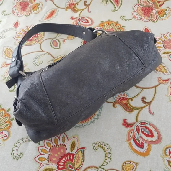 Vintage GIANNI CONTI Grey Leather Handbag - Picture 6 of 9